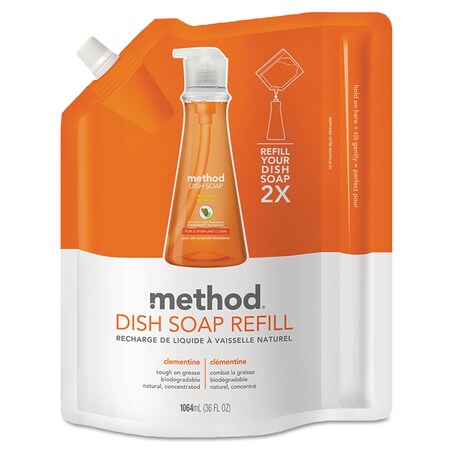 Method Dish Soap Refill, Clementine Scent, 36 oz Pouch 01165